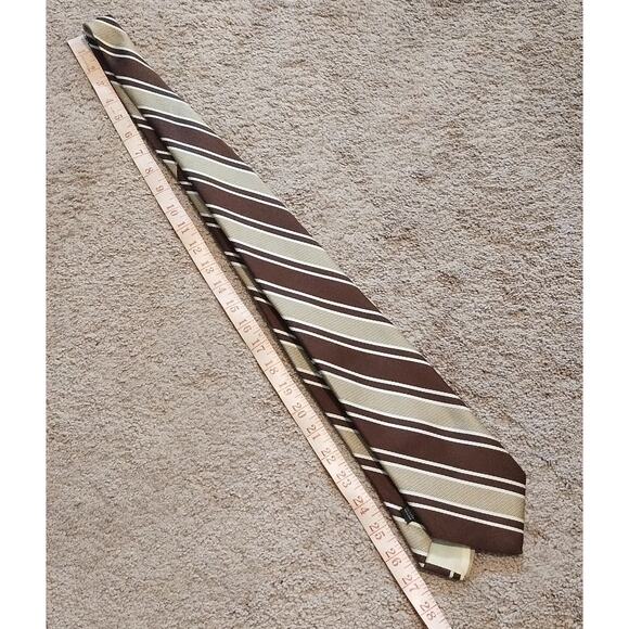 Vintage Sears The Men's Store Necktie Brown Tan Cream 56" Long Polyester - Picture 4 of 4